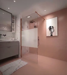 Erga Paris, sprchová zástěna Walk-In 80x200 cm, 8mm čiré/mléčné sklo, měděný matný profil, ERG-V02-PARIS-080x200-MF-CO (ERG-V02-PARIS-080X200-MF-CO)
