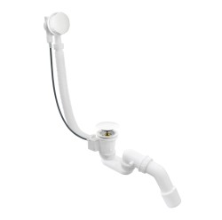 Erga Pureline, vanová odtoková a přepadová souprava, délka 800 mm, bowden, bílá lesklá, (ERG-V08-PURELINE-SIPHON80-WH)