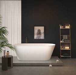 Erga Rhea, volně stojící vana 130x70 cm + odtoková zátka, bílá lesklá, (ERG-RHEA-130070-WH-WH)