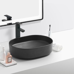 Erga Saanvi, umývadlo na dosku 600x370x135 mm, čierna matná, (ERG-V03-9720B-M-001-BK)