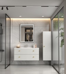 Erga Samira, LED zrcadlo 60x80cm v černém rámu, 2185 lm, 3 barvy světla, přední/zadní osvětlení, (ERG-V01-SAMIRA-6080-BK)