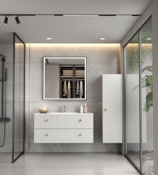 Erga Samira, LED zrcadlo 80x80cm v černém rámu, 2415 lm, 3 barvy světla, přední/zadní osvětlení, (ERG-V01-SAMIRA-8080-BK)