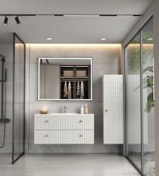 Erga Samira, LED zrkadlo 100x80cm v čiernom ráme, 2760 lm, 3 farby svetla, predné/zadné osvetlenie, (ERG-V01-SAMIRA-1080-BK)