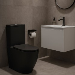 Erga Siena, WC kombi mísa 620x365x820 mm, Rimless + funkce bidetu + toaletní sedátko, černá matná, (ERG-V03-SIENA-RIM-BID-BK)