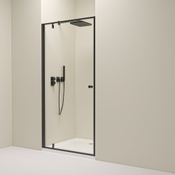 Erga Sydney, 1-krídlové výklopné sprchové dvere do otvoru 80x195 cm, 6mm číre sklo, čierny profil, (ERG-V02-SYDNEY-D080-BK)