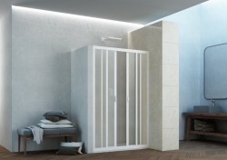 FORTE - Sprchové dveře MAESTRO CENTRALE - Barva rámu - Bílá, Rozměr A - 150, Rozměr C - 185, Směr zavírání - Univerzální Levé / Pravé, Výplň - Polystyrol 2,2 mm (acrilico) (BSMAC15P)