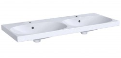 GEBERIT - Acanto Dvojumyvadlo 120x48 cm, 2 otvory pro baterie, s přepadem, s KeraTect, bílá (500.627.01.8)