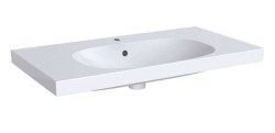 GEBERIT - Acanto Umyvadlo 90x48 cm, otvor pro baterii, s přepadem, s KeraTect, bílá (500.623.01.8)