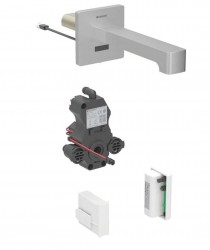 GEBERIT - Brenta Elektronická umyvadlová baterie pod omítku, napájení z generátoru, easy to clean, kartáčovaná nerez (116.276.SN.1)