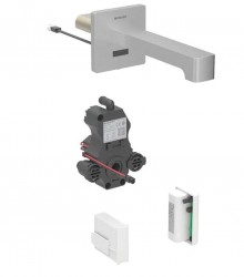 GEBERIT - Brenta Elektronická umyvadlová baterie pod omítku, napájení z generátoru, easy to clean, kartáčovaná nerez (116.296.SN.1)