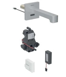 GEBERIT - Brenta Elektronický umyvadlový ventil pod omítku, pro studenou vodu, bateriové napájení, easy to clean, kartáčovaná nerez (116.293.SN.1)