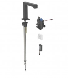 GEBERIT - Brenta Termostatická elektronická umyvadlová baterie, bateriové napájení, easy to clean, matná černá (116.198.14.1)