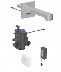 GEBERIT - Brenta Termostatická elektronická umyvadlová baterie pod omítku, bateriové napájení, easy to clean, kartáčovaná nerez (116.278.SN.1)