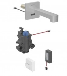 GEBERIT - Brenta Termostatická elektronická umyvadlová baterie pod omítku, bateriové napájení, easy to clean, kartáčovaná nerez (116.298.SN.1)