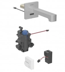 GEBERIT - Brenta Termostatická elektronická umyvadlová baterie pod omítku, síťové napájení, easy to clean, kartáčovaná nerez (116.277.SN.1)