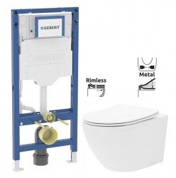 GEBERIT Duofix bez tlačítka + WC REA Carlo Flat Mini Rimless + SEDÁTKO (111.300.00.6 CF1)