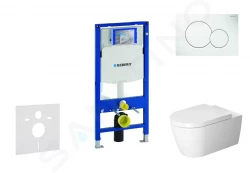 GEBERIT - Duofix Modul pro závěsné WC s tlačítkem Sigma01, alpská bílá + Duravit ME by Starck - WC a sedátko, Rimless, SoftClose (111.300.00.5 NM1)