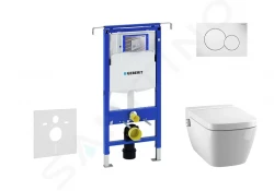 GEBERIT - Duofix Modul pro závěsné WC s tlačítkem Sigma01, alpská bílá + Tece One - sprchovací toaleta a sedátko, Rimless, SoftClose (111.355.00.5 NT1)