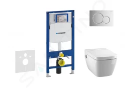 GEBERIT - Duofix Modul pro závěsné WC s tlačítkem Sigma01, lesklý chrom + Tece One - sprchovací toaleta a sedátko, Rimless, SoftClose (111.300.00.5 NT2)