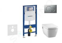 GEBERIT - Duofix Modul pro závěsné WC s tlačítkem Sigma01, matný chrom + Tece One - sprchovací toaleta a sedátko, Rimless, SoftClose (111.300.00.5 NT3)