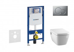 GEBERIT - Duofix Modul pro závěsné WC s tlačítkem Sigma01, matný chrom + Tece One - sprchovací toaleta a sedátko, Rimless, SoftClose (111.300.00.5 NT3)
