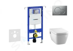 GEBERIT - Duofix Modul pro závěsné WC s tlačítkem Sigma01, matný chrom + Tece One - sprchovací toaleta a sedátko, Rimless, SoftClose (111.355.00.5 NT3)