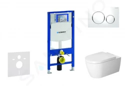 GEBERIT - Duofix Modul pro závěsné WC s tlačítkem Sigma20, bílá/lesklý chrom + Duravit ME by Starck - WC a sedátko, Rimless, SoftClose (111.300.00.5 NM4)
