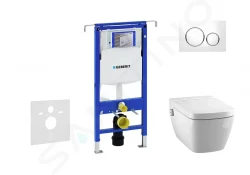 GEBERIT - Duofix Modul pro závěsné WC s tlačítkem Sigma20, bílá/lesklý chrom + Tece One - sprchovací toaleta a sedátko, Rimless, SoftClose (111.355.00.5 NT4)