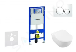 GEBERIT - Duofix Modul pro závěsné WC s tlačítkem Sigma20, bílá/lesklý chrom + Villeroy Boch - WC a sedátko, DirectFlush, SoftClose, CeramicPlus (111.300.00.5 NI4)