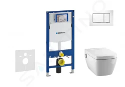 GEBERIT - Duofix Modul pro závěsné WC s tlačítkem Sigma30, bílá/lesklý chrom + Tece One - sprchovací toaleta a sedátko, Rimless, SoftClose (111.300.00.5 NT5)
