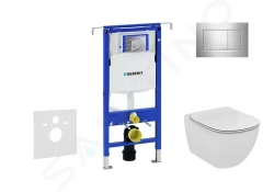 GEBERIT - Duofix Modul pro závěsné WC s tlačítkem Sigma30, lesklý chrom/chrom mat + Ideal Standard Tesi - WC a sedátko, Aquablade, SoftClose (111.355.00.5 NU6)