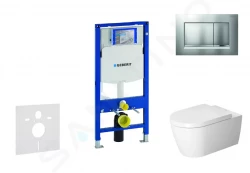 GEBERIT - Duofix Modul pro závěsné WC s tlačítkem Sigma30, matný chrom/chrom + Duravit ME by Starck - WC a sedátko, Rimless, SoftClose (111.300.00.5 NM7)