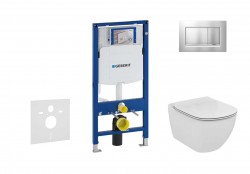 GEBERIT - Duofix Modul pro závěsné WC s tlačítkem Sigma30, matný chrom/chrom + Ideal Standard Tesi - WC a sedátko, Aquablade, SoftClose (111.300.00.5 NU7)