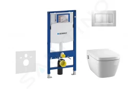 GEBERIT - Duofix Modul pro závěsné WC s tlačítkem Sigma30, matný chrom/chrom + Tece One - sprchovací toaleta a sedátko, Rimless, SoftClose (111.300.00.5 NT7)