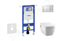 GEBERIT - Duofix Modul pro závěsné WC s tlačítkem Sigma30, matný chrom/chrom + Tece One - sprchovací toaleta a sedátko, Rimless, SoftClose (111.355.00.5 NT7)