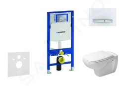 GEBERIT - Duofix Modul pro závěsné WC s tlačítkem Sigma50, alpská bílá + Duravit D-Code - WC a sedátko, Rimless, SoftClose (111.300.00.5 NH8)