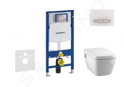 GEBERIT - Duofix Modul pro závěsné WC s tlačítkem Sigma50, alpská bílá + Tece One - sprchovací toaleta a sedátko, Rimless, SoftClose (111.300.00.5 NT8)