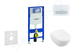 GEBERIT - Duofix Modul pro závěsné WC s tlačítkem Sigma50, alpská bílá + Villeroy Boch - WC a sedátko, DirectFlush, SoftClose, CeramicPlus (111.300.00.5 NI8)