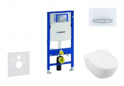 GEBERIT - Duofix Modul pro závěsné WC s tlačítkem Sigma50, alpská bílá + Villeroy Boch - WC a sedátko, DirectFlush, SoftClose, CeramicPlus (111.300.00.5 NI8)
