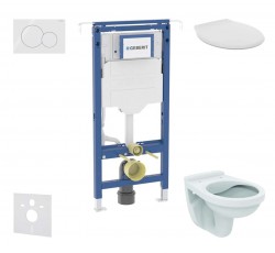 GEBERIT - Duofix Set předstěnové instalace, klozet Alpha se sedátkem, tlačítko Sigma01, alpská bílá (SANI11CD3113)