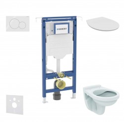 GEBERIT - Duofix Set předstěnové instalace, klozet Alpha se sedátkem, tlačítko Sigma01, alpská bílá (SANI11CD3114)