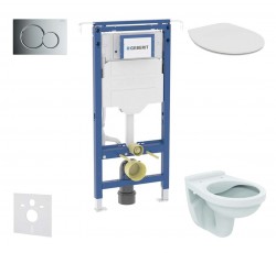 GEBERIT - Duofix Set předstěnové instalace, klozet Alpha se sedátkem, tlačítko Sigma01, lesklý chrom (SANI11CD1104)