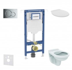 GEBERIT - Duofix Set předstěnové instalace, klozet Alpha se sedátkem, tlačítko Sigma01, lesklý chrom (SANI11CD1107)