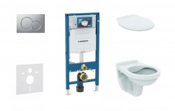 GEBERIT - Duofix Set předstěnové instalace, klozet Alpha se sedátkem, tlačítko Sigma01, matný chrom (111.300.00.5 NR3)