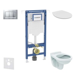 GEBERIT - Duofix Set předstěnové instalace, klozet Alpha se sedátkem, tlačítko Sigma20, chrom mat/chrom (SANI11CD2101)