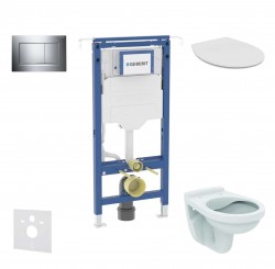 GEBERIT - Duofix Set předstěnové instalace, klozet Alpha se sedátkem, tlačítko Sigma20, chrom (SANI11CD1106)