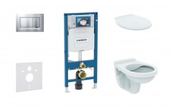 GEBERIT - Duofix Set předstěnové instalace, klozet Alpha se sedátkem, tlačítko Sigma30, chrom mat/chrom (111.300.00.5 NR7)