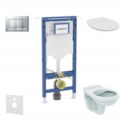 GEBERIT - Duofix Set předstěnové instalace, klozet Alpha se sedátkem, tlačítko Sigma30, chrom mat/chrom (SANI11CD2101)