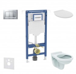 GEBERIT - Duofix Set předstěnové instalace, klozet Alpha se sedátkem, tlačítko Sigma30, chrom mat/chrom (SANI11CD2104)