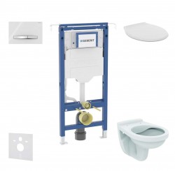 GEBERIT - Duofix Set předstěnové instalace, klozet Alpha se sedátkem, tlačítko Sigma50, alpská bílá (SANI11CD3105)